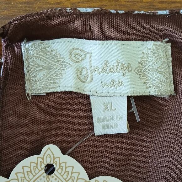 Indulge Instyle Dress Womens XL Brown A-line Floral Long Sleeve Chiffon Coquette - Picture 10 of 16